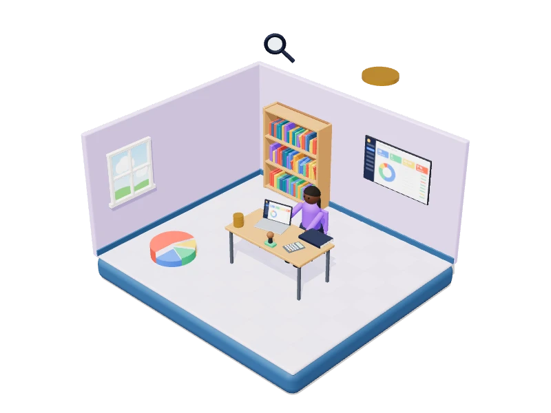Illustration 3D de l'espace Comptable