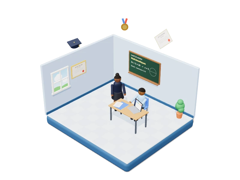 Illustration 3D de l'espace Stagiaire